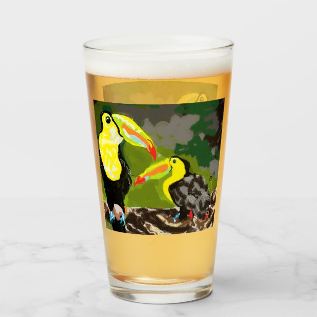 Tasse en verre : Oiseaux Tropicaux (Dos (rempli))
