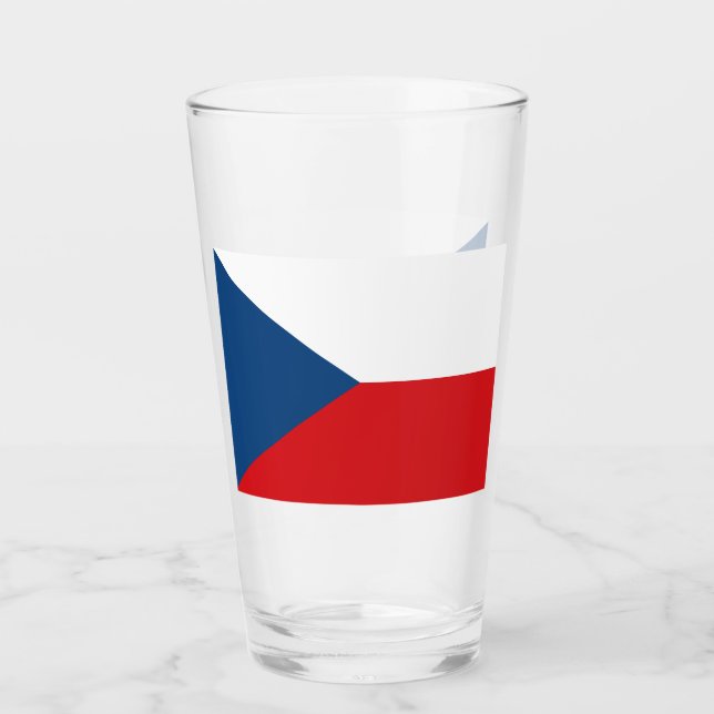 Tasse en verre patriotique avec drapeau de Czechia (Devant)
