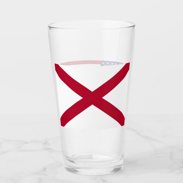 Tasse en verre patriotique avec drapeau de l'Alaba (Devant)