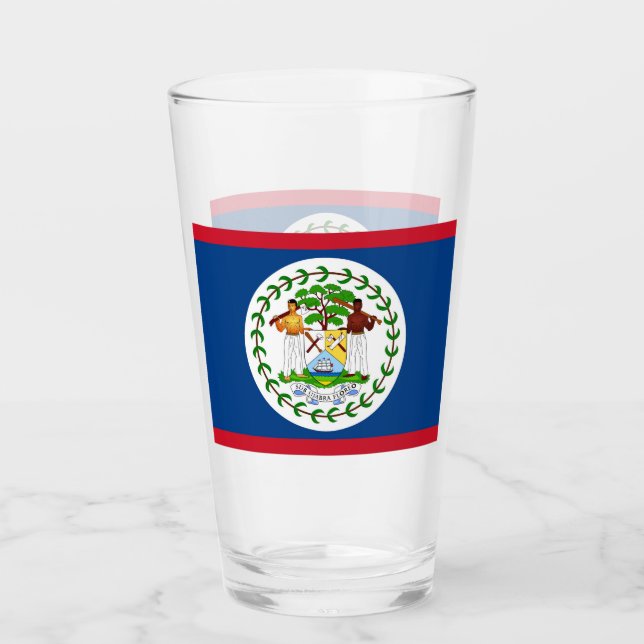 Tasse en verre patriotique avec drapeau du Belize (Devant)