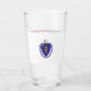 Tasse en verre patriotique avec drapeau du Massach