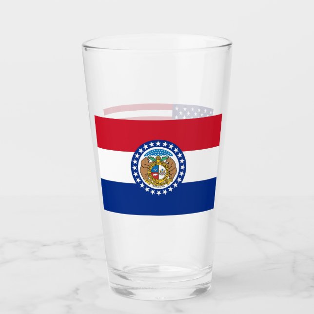 Tasse en verre patriotique avec drapeau du Missour (Devant)
