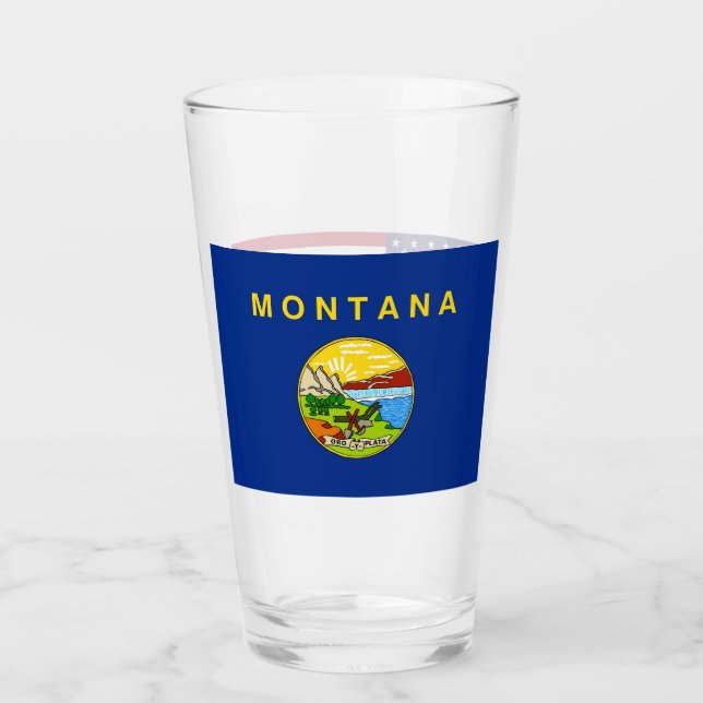 Tasse en verre patriotique avec drapeau du Montana (Devant)