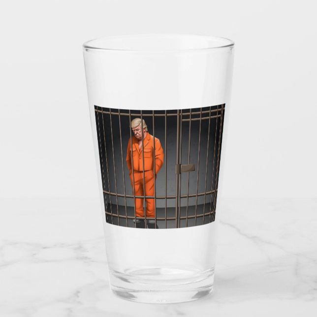 Tasse en verre Trump en prison  (Devant)