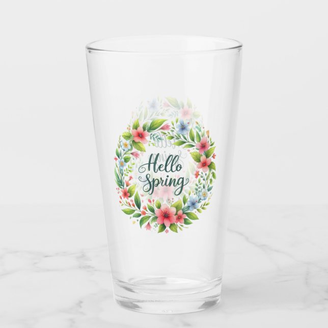Tasse en verre - Vaisselle florale de printemps (Devant)