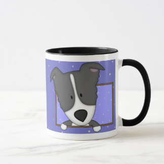Tasse encadrée de border collie de bande dessinée