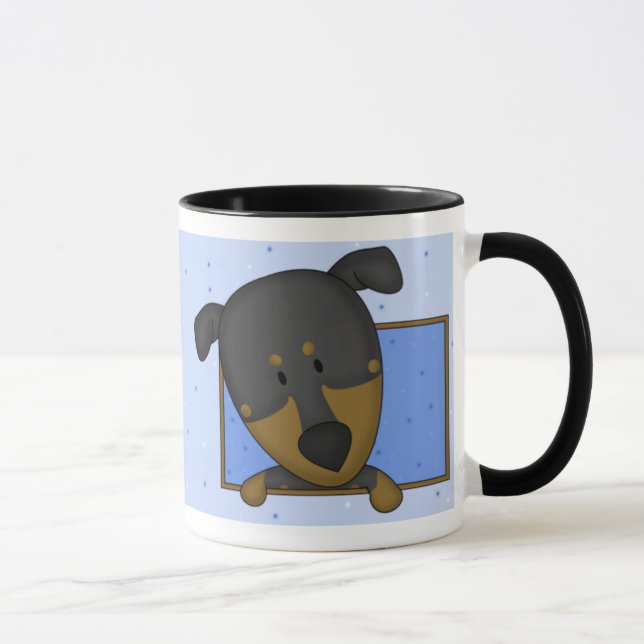 Tasse encadrée de Pinscher de dobermann de bande (Droite)