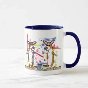 Tasse énorme de corgi de désordre de peinture