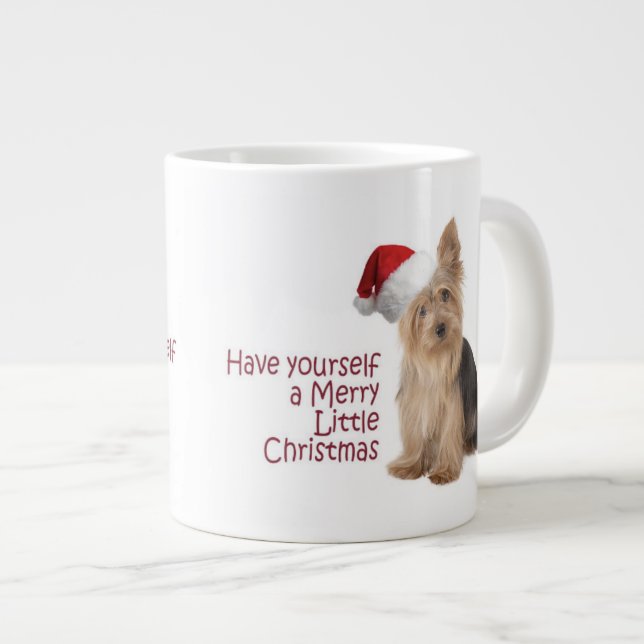 Tasse enorme de Noël de Père Noël Yorkie (Devant droit)