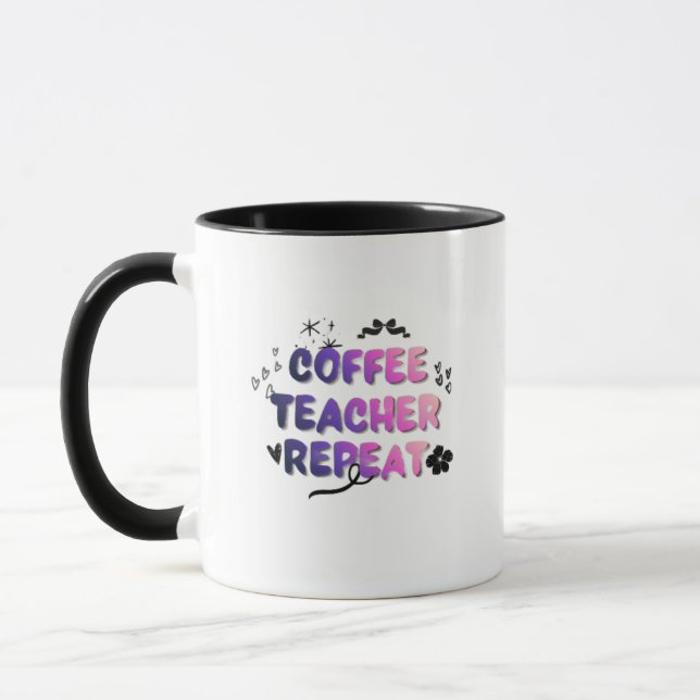 Tasse Enseignant Café Répète – Cadeau Drôle pour E (Gauche)