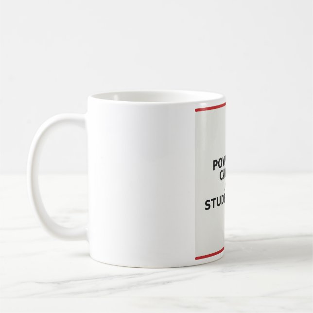 Tasse Enseignant Drôle - Alimenté par la caféine e (Gauche)