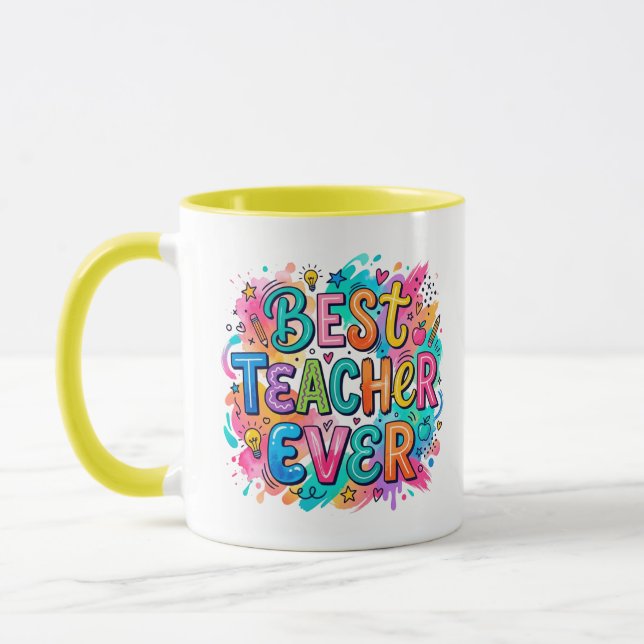 Tasse enseignant le meilleur colorée (Gauche)