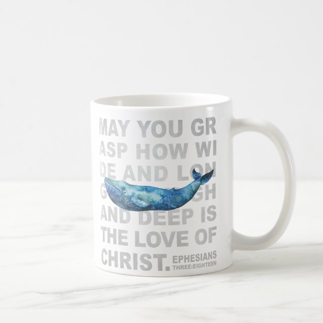 Tasse Ephesian de baleine d'aquarelle d'écriture (Droite)