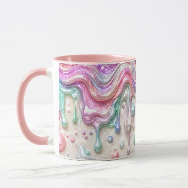 Tasse esthétique de café du matin au chrome pastel (Gauche)