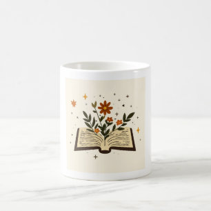 Tasse esthétique livre ouvert floral