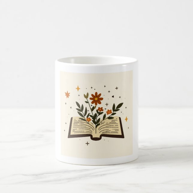 Tasse esthétique livre ouvert floral (Centre)
