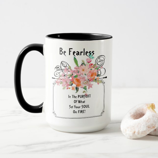 Tasse Être Sans Peur : Citation Encourageante (Avec donut)