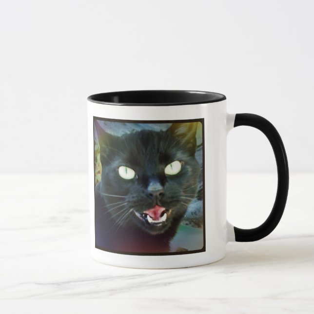 Tasse exigeante de Haiku de chat noir (Droite)