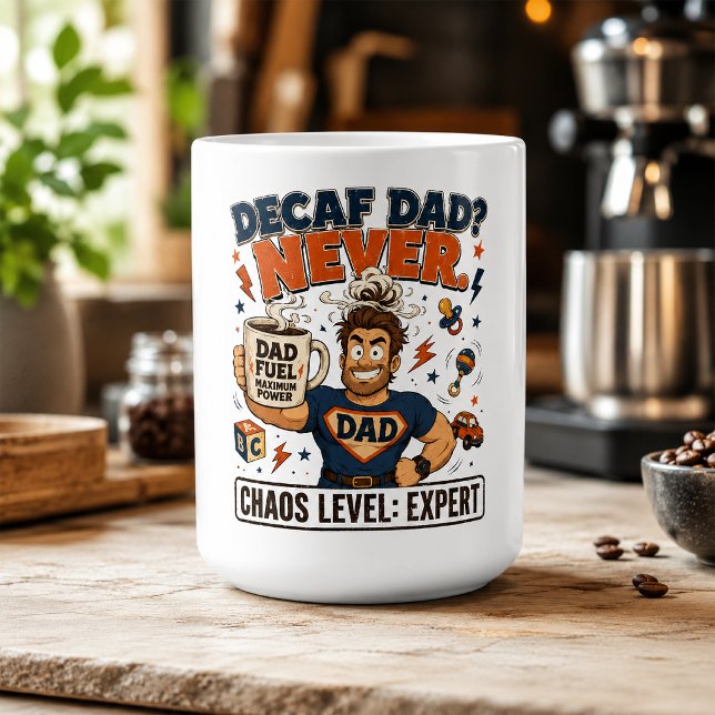 Tasse Expert Niveau Chaos Papa Décaféiné Cadeau Fê (Créateur téléchargé)