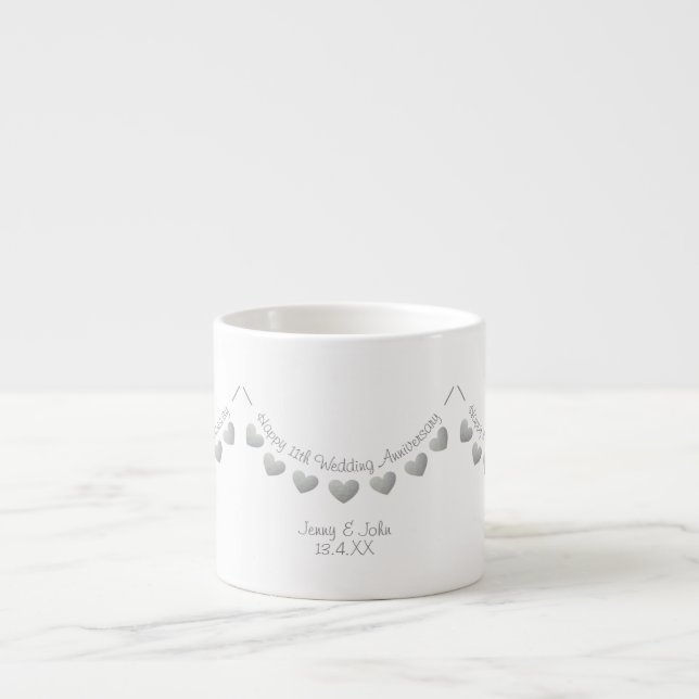 Tasse Expresso 11ème anniversaire de Mariage d'acier  (Devant)