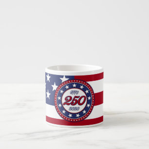 Tasse Expresso 250e anniversaire d'Amérique avec le drapeau des É