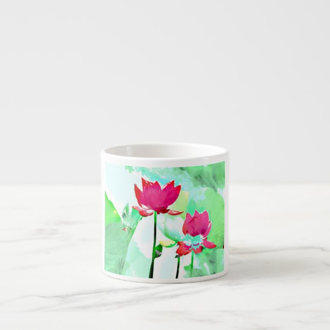 Tasse Expresso 2 fleurs rouges (Devant)