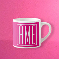 3 Initiales Monogramme | Blanc sur rose chaud