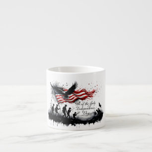 Tasse Expresso 4 juillet art patriotique avec drapeau et soldats