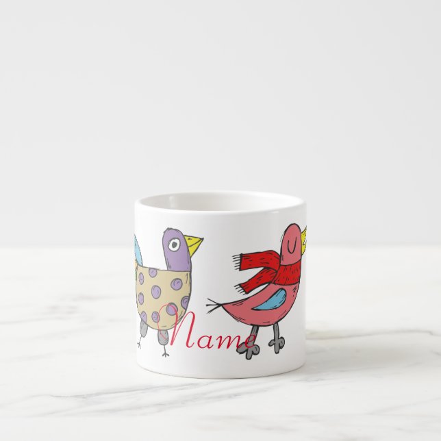 Tasse Expresso 4 Oiseaux amusants Thunder_Cove (Devant)