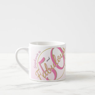 Tasse Expresso 50 et fabuleux fête d'anniversaire rose/or amusant