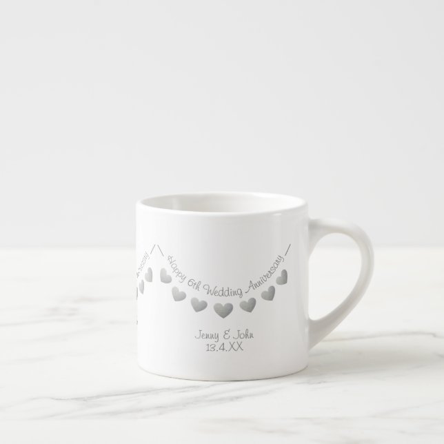 Tasse Expresso 6e anniversaire Mariage de fer mari et femme (Droite)