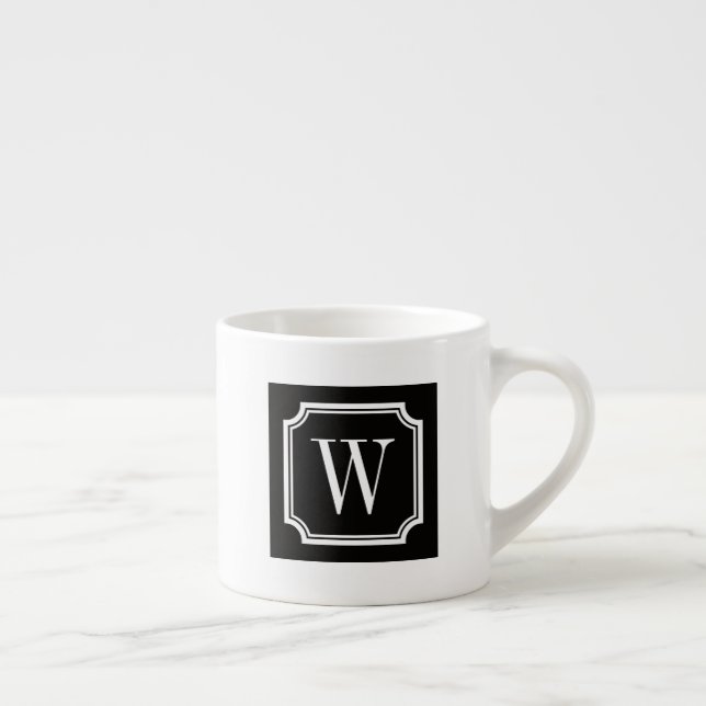 Tasse expresso à bordure élégante et monogramme pe (Droite)
