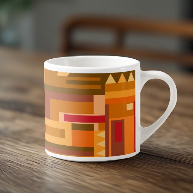 Tasse expresso à motif abstrait tons terre (Créateur téléchargé)