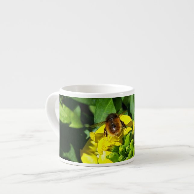 Tasse Expresso Abeille sur Fleurs Jaunes (Devant gauche)
