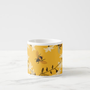 Tasse Expresso Abeille vintage et papillon : Brodé Art Floral
