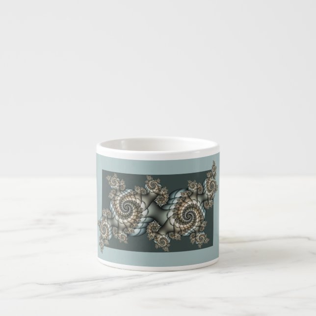 Tasse Expresso Abstrait Beige clair Bleu Fractal Art Spirales (Devant)