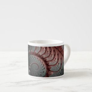 Tasse Expresso Abstrait Fantaisie Vive Art Fractal Brun Bleu