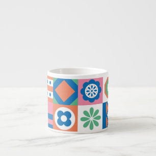 Tasse Expresso Abstrait Floral Scandinavian Folk Motif
