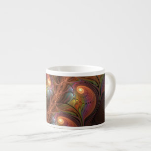 Tasse Expresso Abstrait Fluorescent Coloré Tripant Brun Fractal