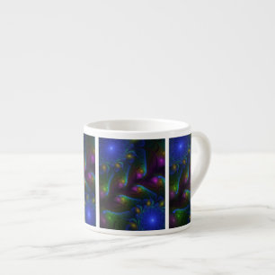 Tasse Expresso Abstrait Moderne Trippy Fractal Lumineux Coloré