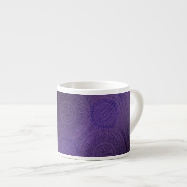 Tasse Expresso Acceptation | Médaillons de méditation violette (Devant droit)