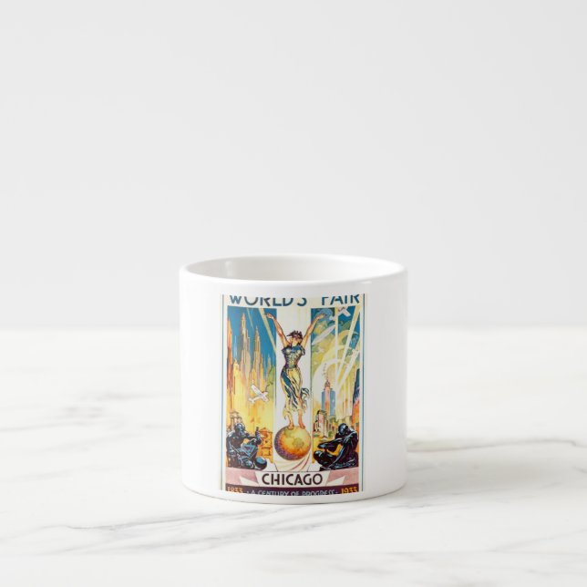 Tasse Expresso Affiche 1933 vintage de Chicago d'Exposition (Devant)