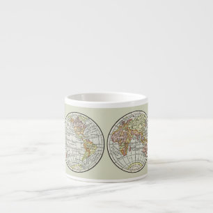 Tasse Expresso Affiche de globe de carte du monde vintage 1916 Hé