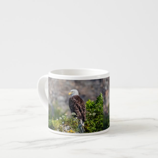 Tasse Expresso Aigle bald assis sur le rocher (Devant gauche)