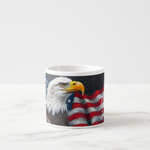 Tasse Expresso Aigle chauve avec drapeau américain Art du 4 juill
