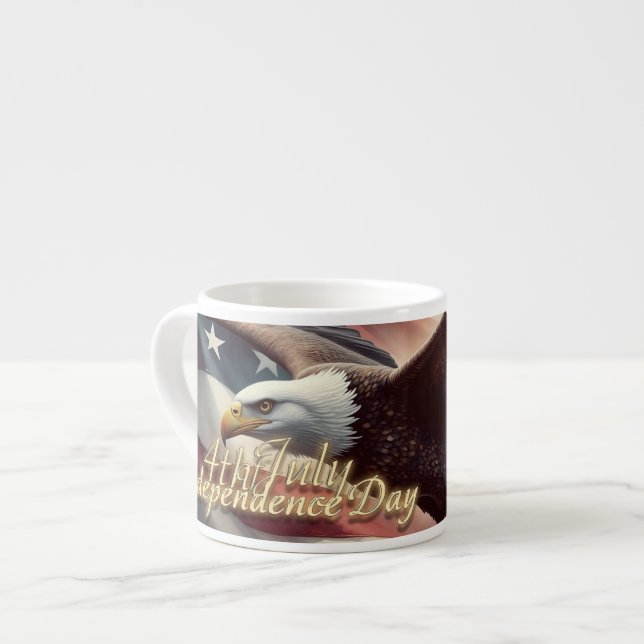 Tasse Expresso Aigle du 4 juillet avec drapeau américain (Devant gauche)