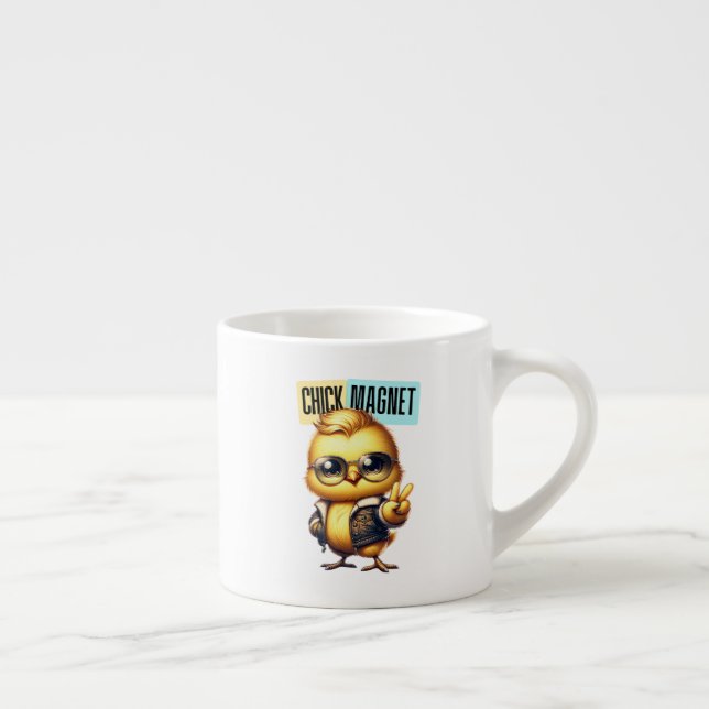 Tasse Expresso Aimant Poussin Mignon Drôle de Pâques (Droite)