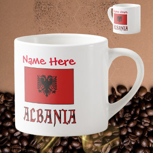 Tasse Expresso Albanie et drapeau albanais personnalisation rouge