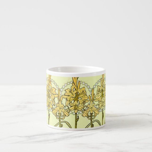 Tasse Expresso Alfonse Mucha Art Nouveau Lily motif floral (Devant)