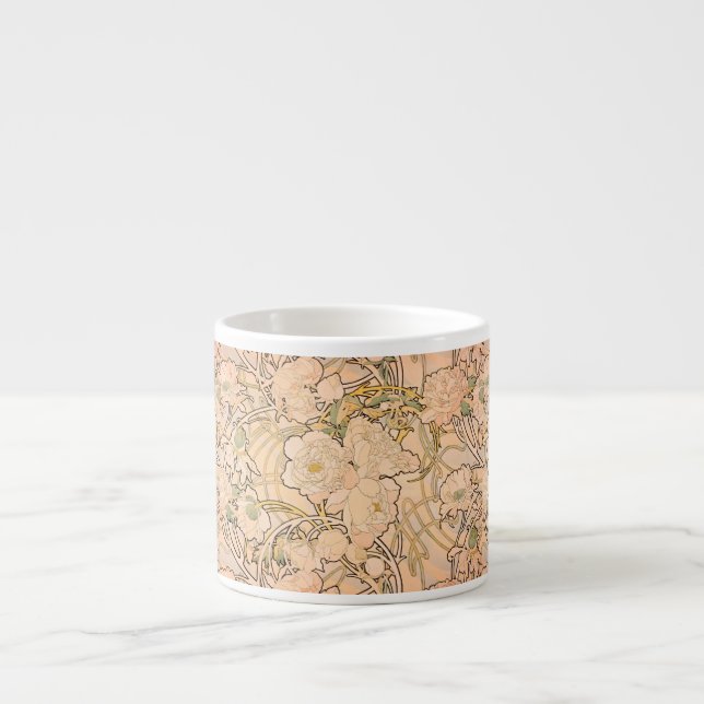 Tasse Expresso Alfonse Mucha Art Nouveau Peonies (Devant)